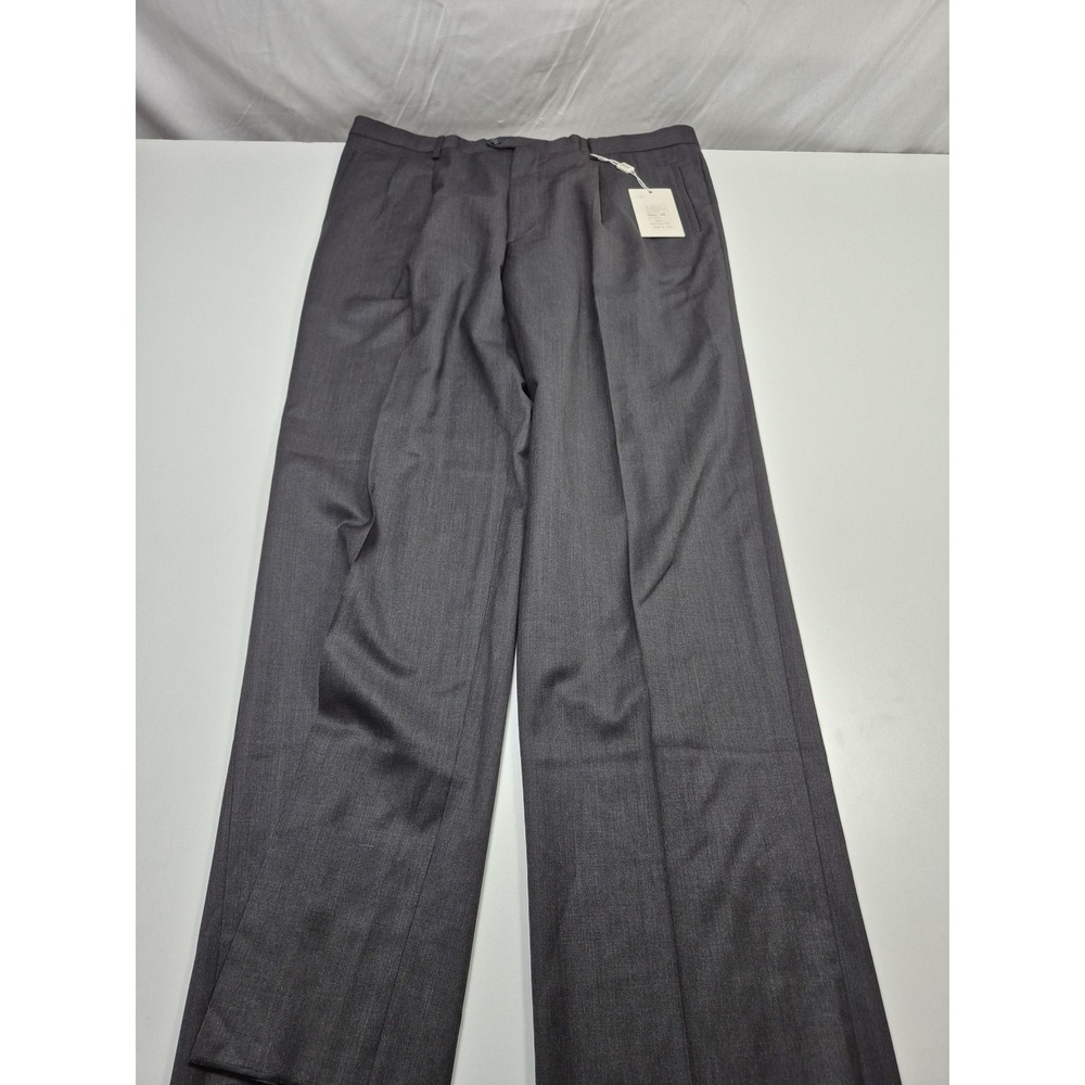 Manzini Dress Pants Mens 44x36 Gray Super 120s Wool Pleated Straight Italy NWT